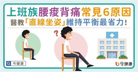 上班族腰痠背痛常見6大原因！醫教「直線坐姿」維持平衡最省力 今健康