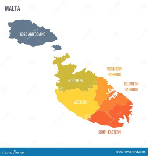 Malta Political Map of Administrative Divisions Stock Illustration ...