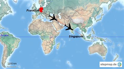 Stepmap Frankfurt Singapur Landkarte F R Welt