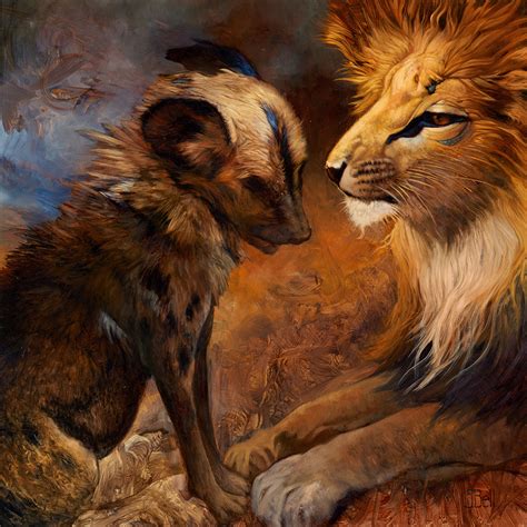 Wild Dog And Spirit Lion - Boris Vallejo and Julie Bell