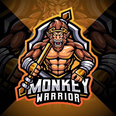 Monkey Warrior Esport Mascot Logo Design Vector Art At Vecteezy