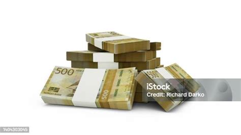 3d Rendering Of Stack Of 500 Norwegian Krone Notes Bundles Of Norwegian