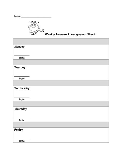 Free Printable Homework Assignment Sheets Free Printable A To Z