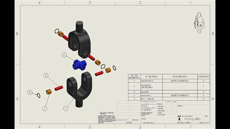 Horquilla Piezas Ensamble Y Plano En Solidworks Youtube