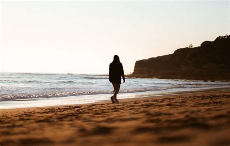 Waves Girl Rock Beach Nature Woman Landscapes Alone Sand Mood