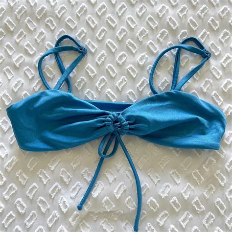 Blue Tie Front Bikini Top Worn A Couple Times No Depop