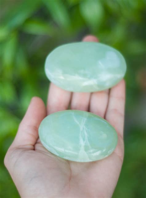 Sea Green Calcite Palm Stone Palm Stones Village Rock Shop