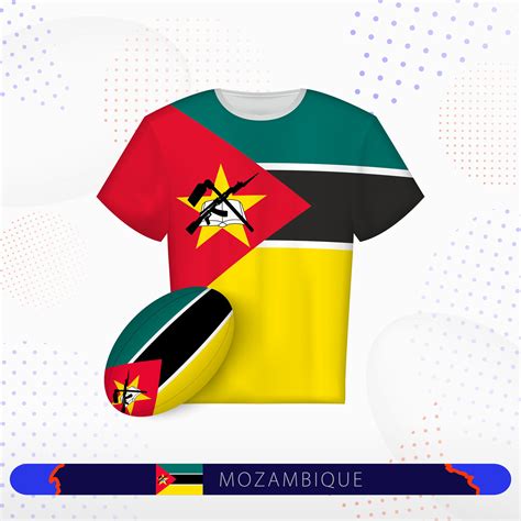 Mozambique rugby jersey with rugby ball of Mozambique on abstract sport ...