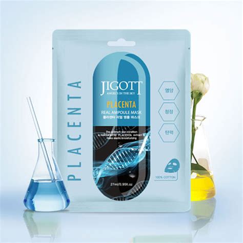Jigott Real Ampoule Mask Placenta, 10шт - Корейская косметика оптом