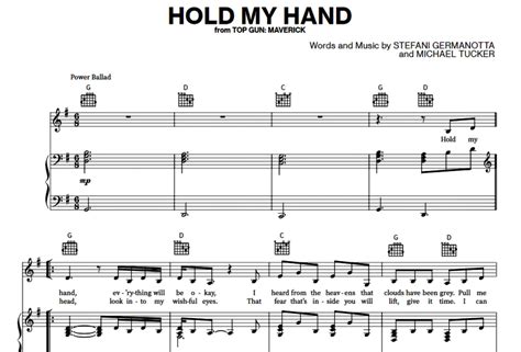 Lady Gaga-Hold My Hand Free Sheet Music PDF for Piano | The Piano Notes