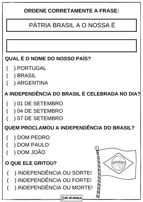 7 Atividades Independência do Brasil SÓ ESCOLA