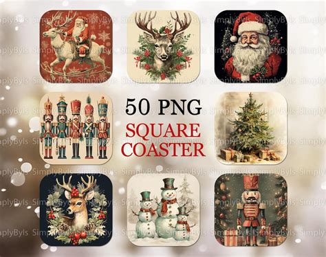 Christmas Square Coaster Png Christmas Coaster Designs Retro