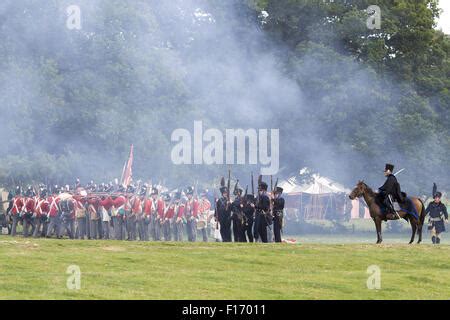 Reenactment of the 33rd Regiment foot soldiers going into battle Stock ...