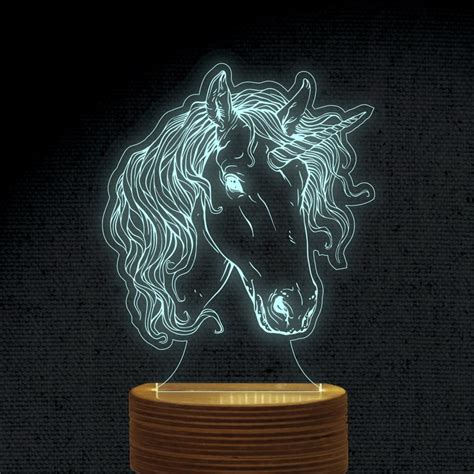 Unicorn D Illusion Acrylic Hologram Night Led Lamp Laser Cut Etsy