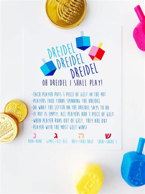 DREIDEL GAME RULES – FREE PRINTABLE