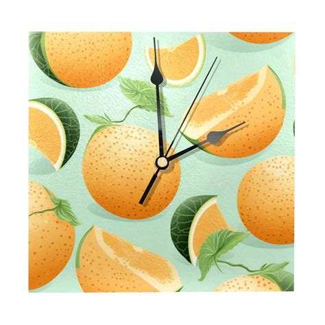 Hami Melon Square Wood Wall Clock 7 87 Inches Silent Non Ticking