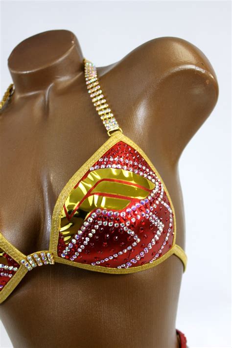 NPC Ifbb Competition Bikini Gold Metallic Wonder Woman Etsy