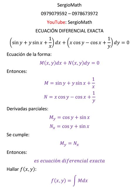 Sergio Math Ecuación diferencial homogénea ejercicio resuelto paso a