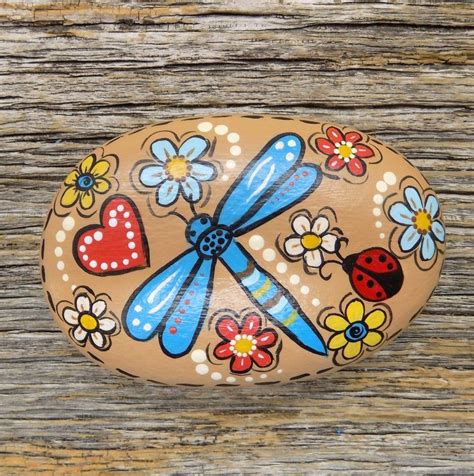 Dragonfly Surprise Hand Painted Rock Decorative Accent Stone Etsy