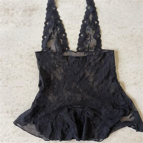 Victorias Secret Black Lace Lingerie Slip Vintage Depop