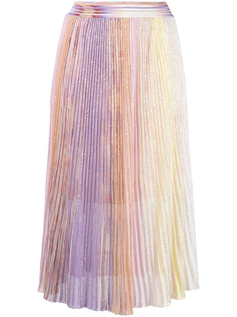 Buy Missoni Sequin Embellished Long Pleated Skirt Pink At 40 Off