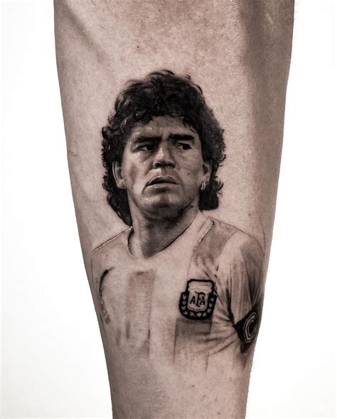 Maradona Portrait on Forearm • Tattoodo