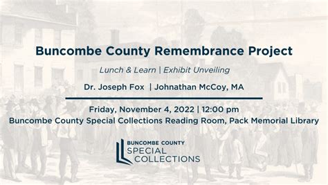 Event Reminder: Lecture and Lunch+Learn – Buncombe County Special ...