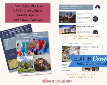 Travel Agent Quote Template Canva WDW Vacation Editable Etsy