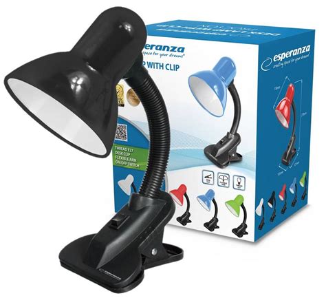 LAMPKA BIURKOWA LAMPA Z KLIPSEM E27 PROCYON CZARNA DOM I OGRÓD