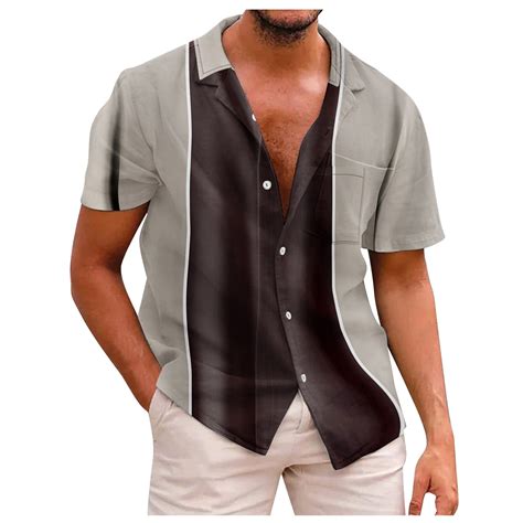 Elfindea Mens Shirts Short Sleeve Button Shirt Mens Casual Short Sleeve Shirt Loose Shirt With