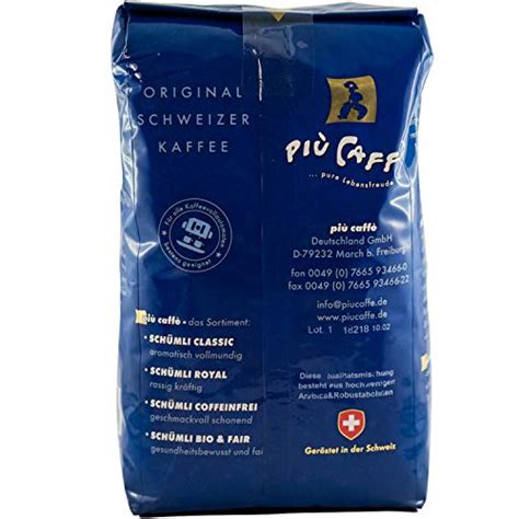 più caffè Schümli Classic Café Crème Kaffeebohnen 1 kg aromatische