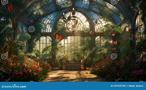 A Greenhouse Conservatory, Filled with Tropical Plants, Orchids. Stock Photo - Image of window ...