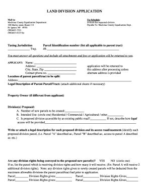 Fillable Online Land Division Application Mackinaccounty Net Fax