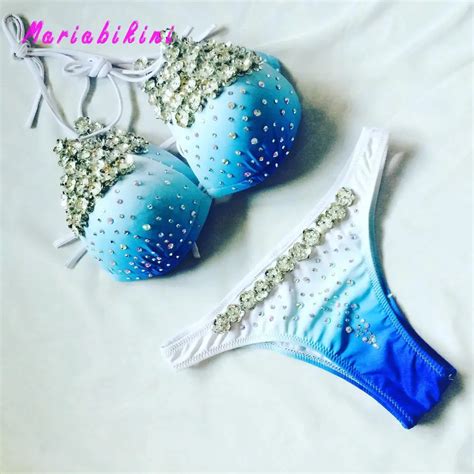 Diamond Jewel Swimsuit Crystal Bikini Sequin Bikini Padding Swimsuits