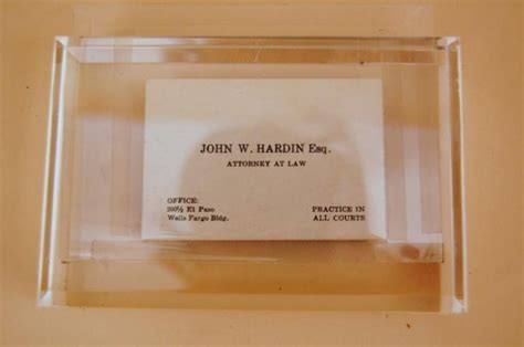 558 Original Business Card Of John Wesley Hardin Lot 558