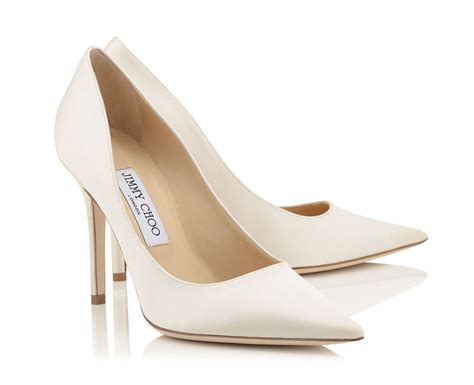 Jimmy Choo Abel Ivory Satin Pointy Toe Pumps Shoes Post