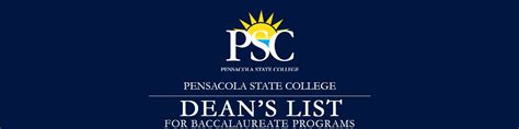 Pensacola State College 2021 Spring Deans List For Baccalaureate