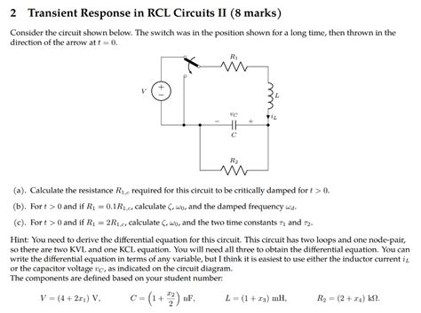 Solved Consider The Circuit Shown Below The Switch Was In Chegg