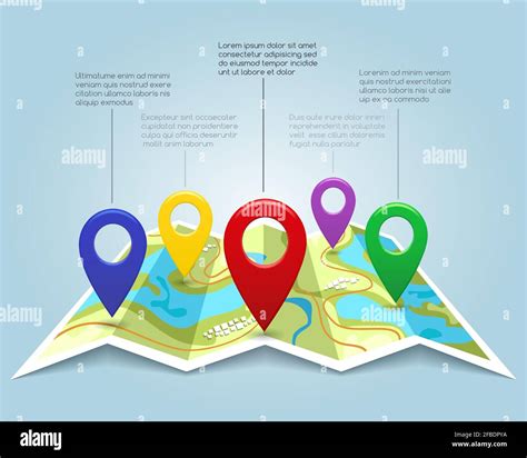 Map With Pin Markers Vector Illustration Cartography Location Pointers