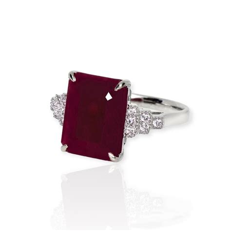 No Reserve Igi Ct Natural Unheated Red Ruby And Ct Diamonds