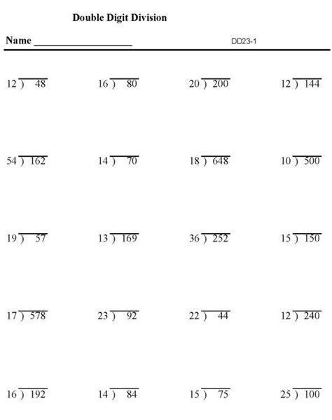 Division By Two Digits Worksheets