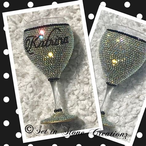 Rhinestone Wine Glass Xl Bedazzled Wineglass Bling Wine Etsy Custom