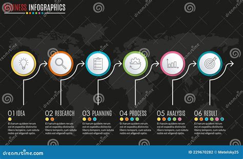 Diseño Gráfico De 6 Pasos Plantilla Para Gráfico Y Gráfico De Diagrama Diseño De Línea De