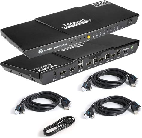 Tesmart 4 Port Hdmi Kvm Switch 4k60hz 444 Ultra Hd 4x1 Kvm