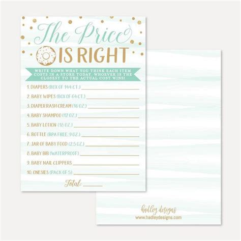 Gold And Blue Donut The Price Is Right Baby Shower Game Baby Shower