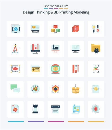 Creative Design Thinking And D Printing Modeling 25 Flat Icon Pack Such