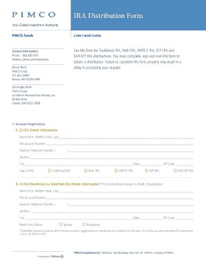 Fillable Online IRA Distribution Form PIMCO Fax Email Print PdfFiller