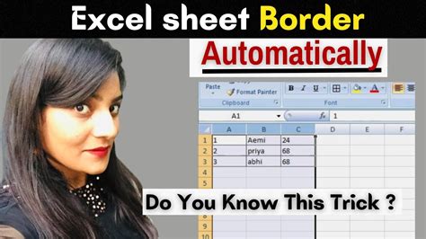 How To Set Borders Automatically To Cells In Excel Youtube