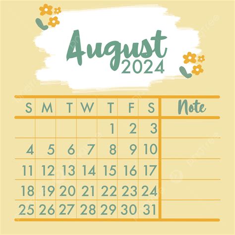 Calendário Agosto 2024 Modelo Para Download Gratuito No Pngtree