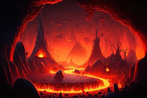 Premium Photo Battle Arena In Hell With Lava Colorful Cartoon Modern